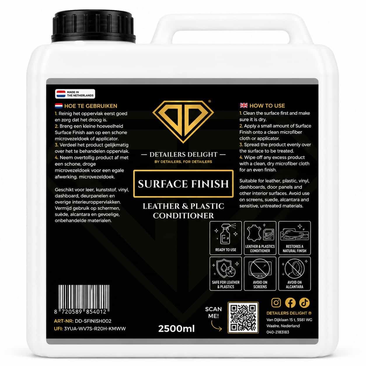 DD-Surface-Finish-2.5L DETAILERS DELIGHT SURFACE FINISH – LEATHER & PLASTIC CONDITIONER 2.5L