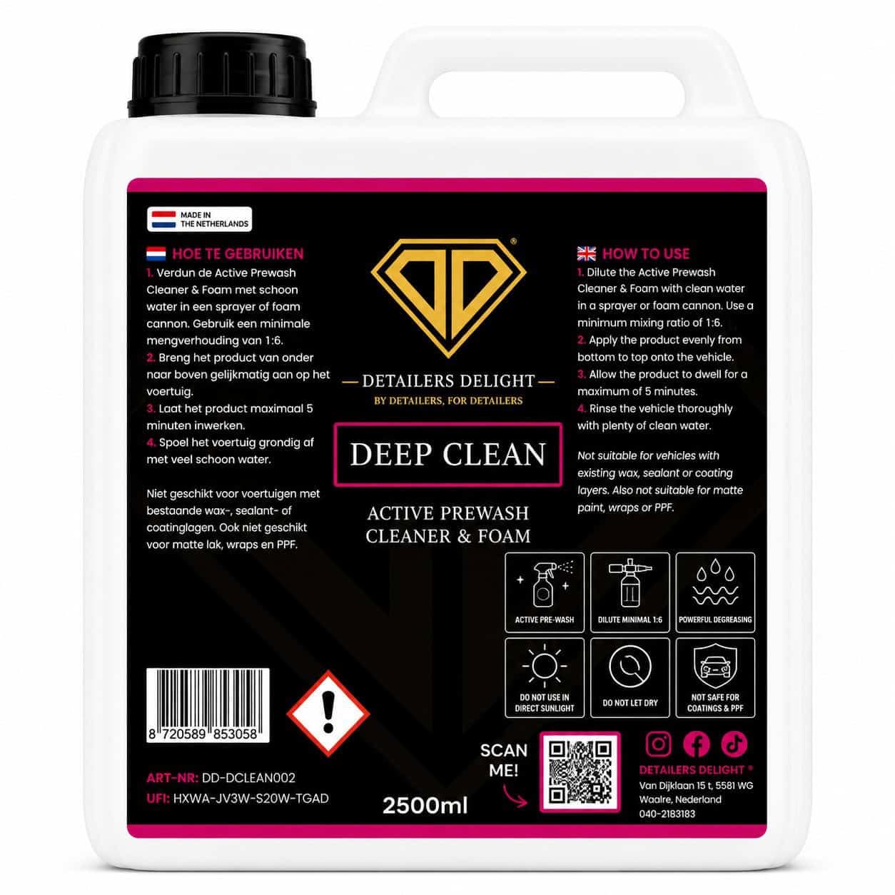 DETAILERS-DELIGHT-DEEP-CLEAN-–-ACTIVE-PREWASH-CLEANER-FOAM-2.5L DETAILERS DELIGHT DEEP CLEAN 2.5Liter