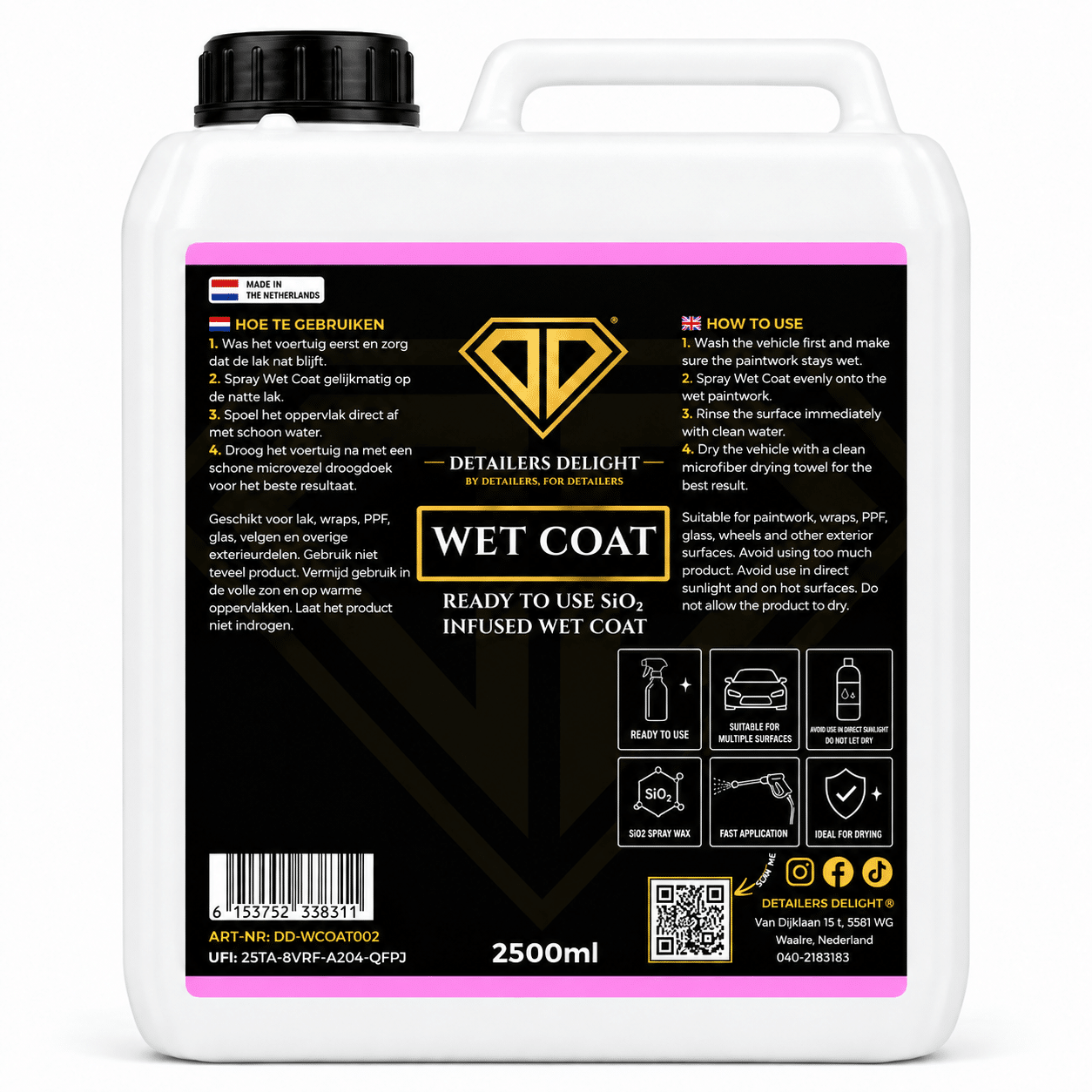 Detailers Delight Wet Coat 2,5L SiO₂ Wetcoat Detailers Delight Wet Coat 2,5L SiO₂ Wetcoat