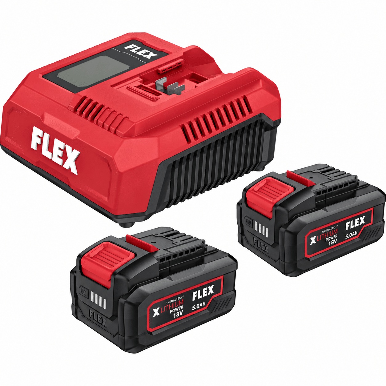 FLEX P-Set 18-55 CA2 18V power set met 2x 5,0Ah accu en snellader FLEX P-Set 18-55 CA2 18V power set met 2x 5,0Ah accu en snellader